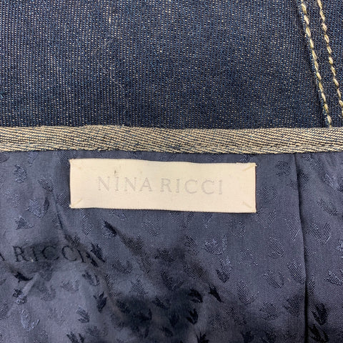 NINA RICCI Size 4 Blue Contrast Stitch Denim Pencil Skirt