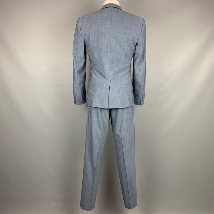 DOLCE & GABBANA Martini Size 40 Regular Steel Blue & Grey Heather Wool Notch Lapel Suit