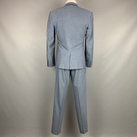 DOLCE & GABBANA Martini Size 40 Regular Steel Blue & Grey Heather Wool Notch Lapel Suit