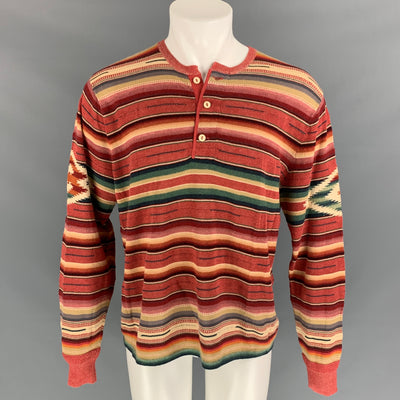 RRL by RALPH LAUREN Size M Multi-Color Knitted Cotton Blend Buttoned Pullover