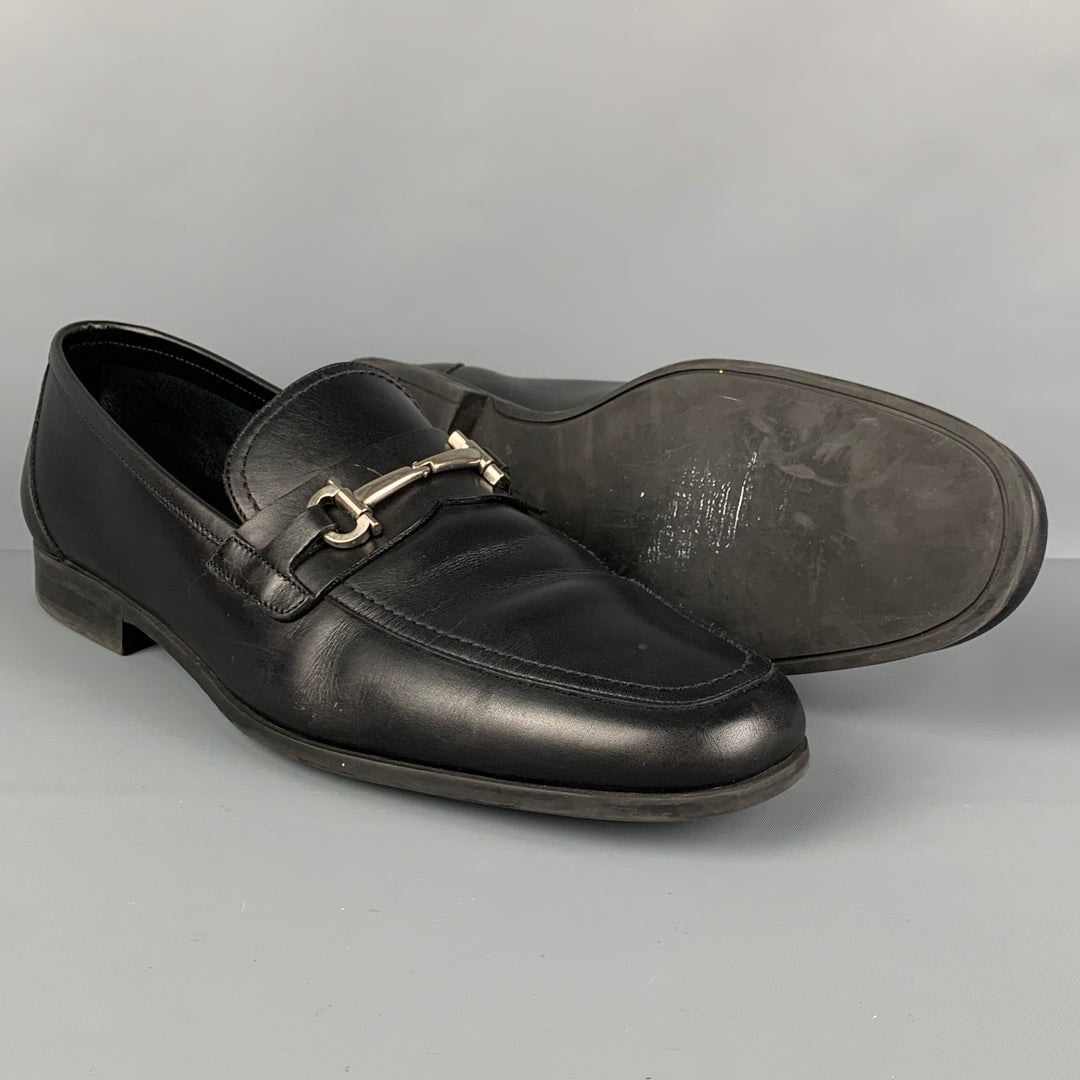 SALVATORE FERRAGAMO Talla 12 Mocasines Horsebit de cuero negro