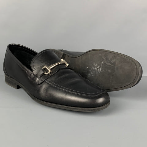 SALVATORE FERRAGAMO Size 12 Black Leather Horsebit Loafers