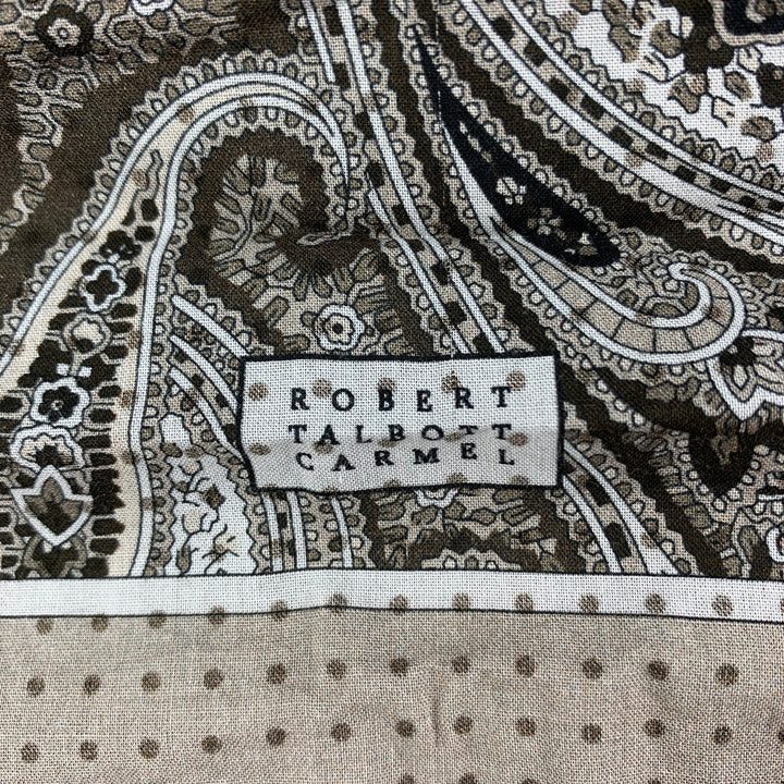 ROBERT TALBOTT Taupe Brown Paisley Pocket Square