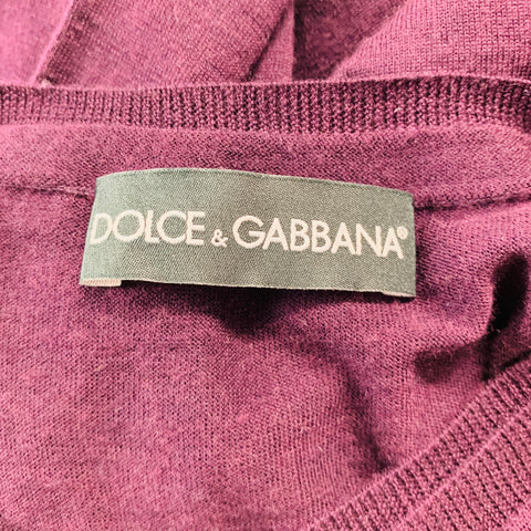 DOLCE &amp; GABBANA Taille XS Pull à col en V en laine tricotée violette
