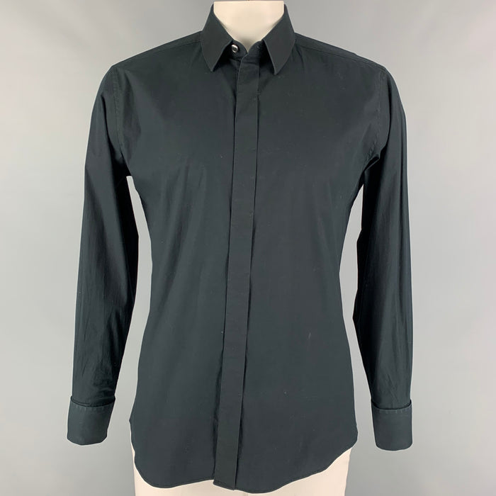 DOLCE &amp; GABBANA Camisa Manga Larga Algodón Negra Talla L Dorada