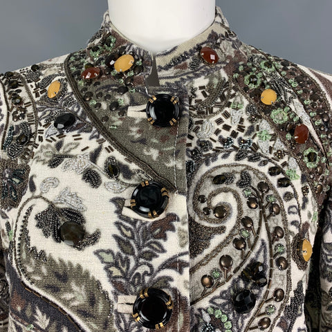 ETRO Talla 8 Chaqueta de cachemira en mezcla de lino multicolor beige