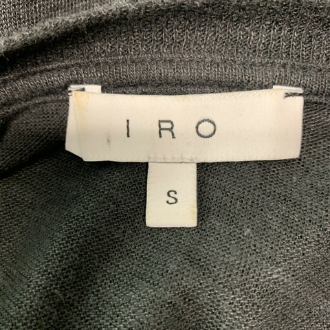 IRO Size S Black Distressed Linen Crew-Neck T-shirt
