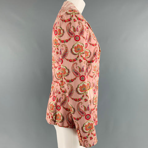 ETRO Size M Pink Red Cotton Elastane Paisley Blazer