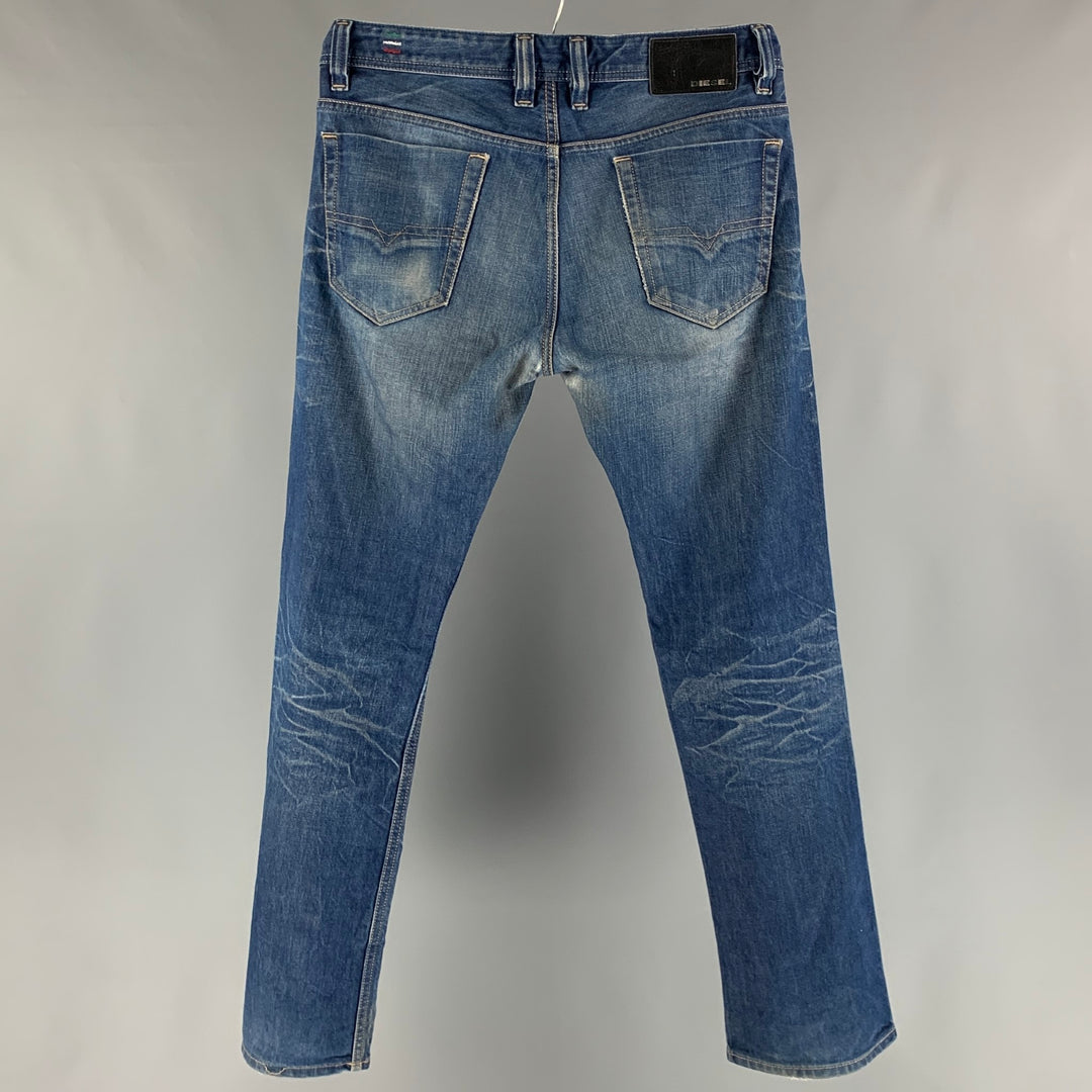 DIESEL Size 30 Blue Washed Cotton Button Fly Jeans