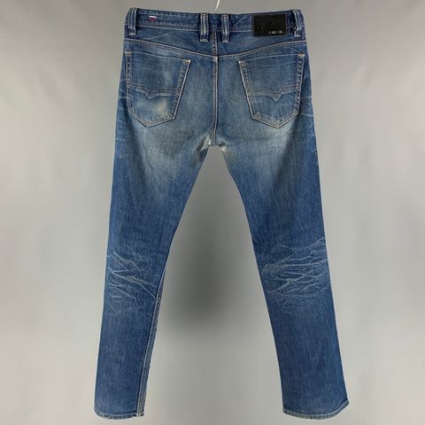 DIESEL Size 30 Blue Washed Cotton Button Fly Jeans