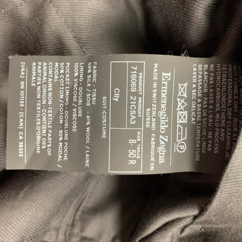 ERMENEGILDO ZEGNA Size 40 Charcoal Silk Wool Peak Lapel Suit