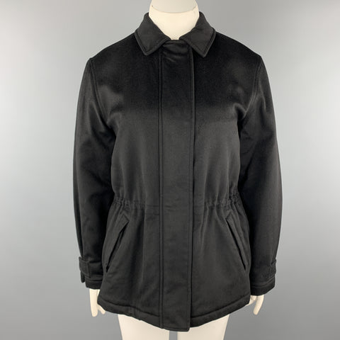 LORO PIANA Size 12 Black Cashmere STORM SYSTEM Drawstring Jacket