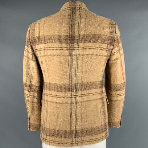 POLO by RALPH LAUREN Size 42 Beige Brown Plaid Single Breasted Sport Coat