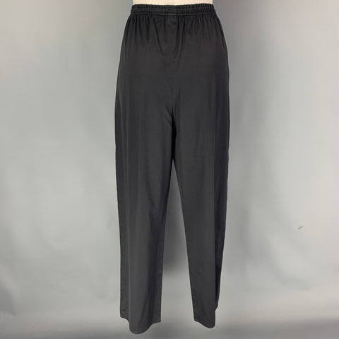 ZORAN Taille S Pantalon décontracté à jambe large en laine noire