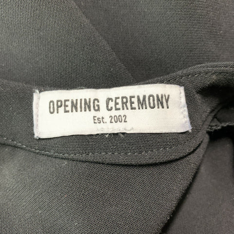 CEREMONIA DE APERTURA Talla M Top casual liso de poliéster y viscosa negro
