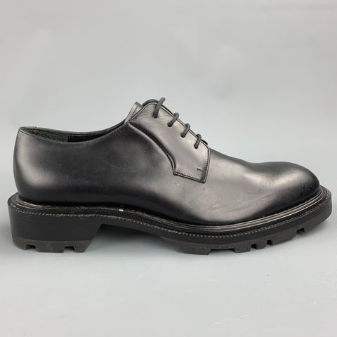 JIL SANDER Size 8 Black Leather Chunky Sole Lace Up Shoes