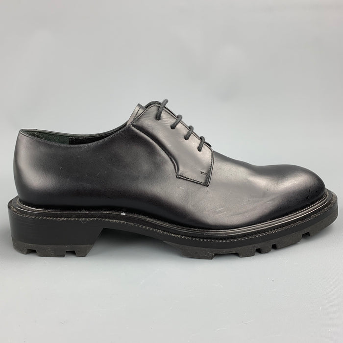 JIL SANDER Size 8 Black Leather Chunky Sole Lace Up Shoes
