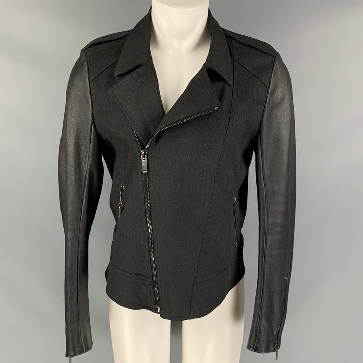 GARETH PUGH Talla M Chaqueta negra de mezcla de algodón de materiales mixtos
