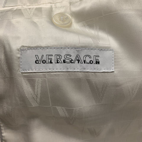 VERSACE -COLLECTION Taille de poitrine 44 Manteau de sport à revers en soie texturée blanc cassé