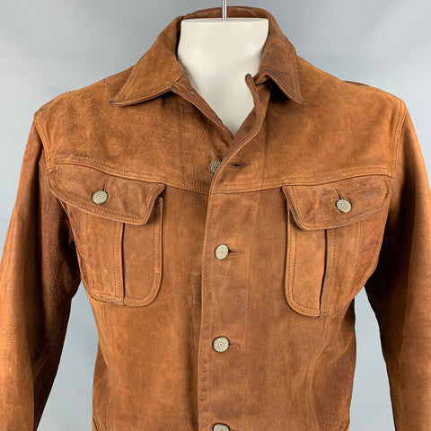 RRL by RALPH LAUREN Size L Brown Distressed Leather Western Jacket