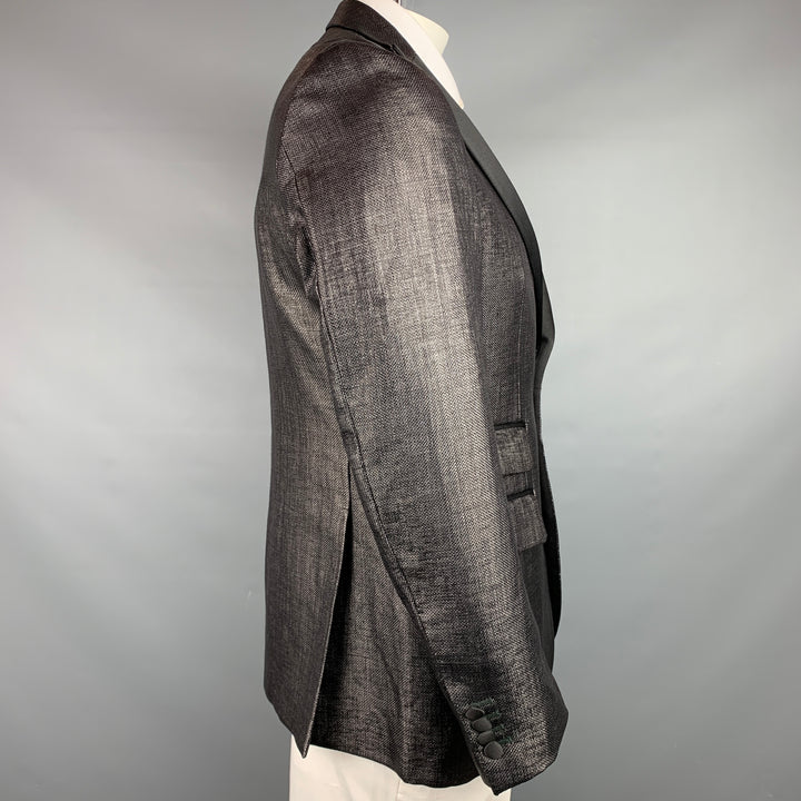 J. LINDEBERG Size 42 Regular Black Woven Polyamide / Cotton Sport Coat