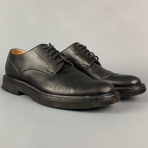 DRIES VAN NOTEN Size 8.5 Black Leather Derby Laces