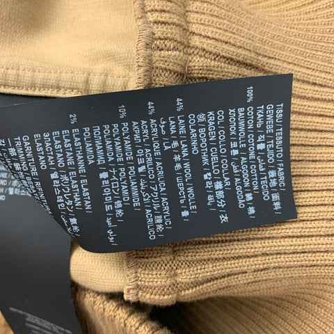 SAINT LAURENT Pull à col roulé côtelé en coton beige taille 2
