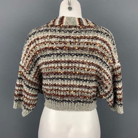 BRUNELLO CUCINELLI Cardigan court en coton mélangé à sequins multicolores