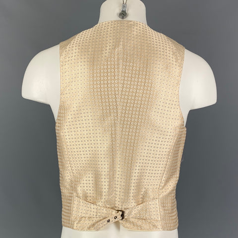 ALEXANDER MCQUEEN Size 40 Beige Jacquard Silk Buttoned Vest