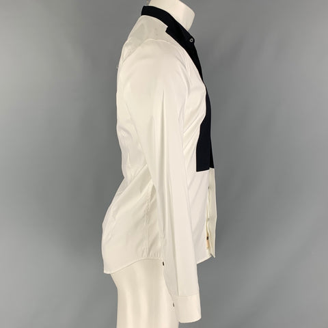LORDS & FOOLS Size S Black & White Mixed Fabrics Cotton Blend Long Sleeve Shirt