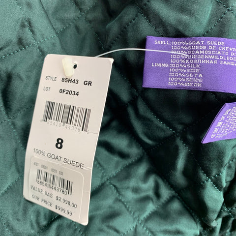 RALPH LAUREN COLLECTION Size 8 Forest Green Suede Biker Vest