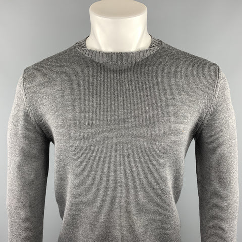 JIL SANDER Size 40 Dark Gray Knitted Wool Crew-Neck Sweater
