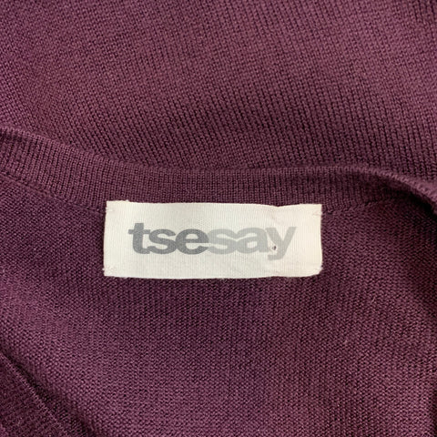 TSESAY Pull à col rond en cachemire aubergine taille S