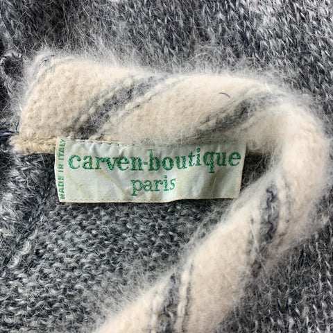 CARVEN Size M Gray & White Knitted Mohair Blend Sweater Dress
