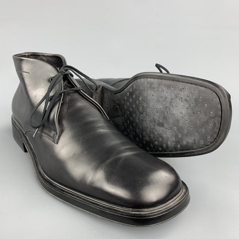 SALVATORE FERRAGAMO Taille 11,5 Bottes Chukka en cuir noir