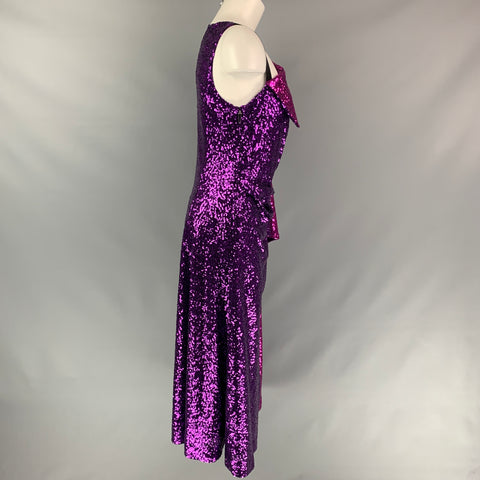 PRABAL GURUNG Size 6 Purple & Fuchsia Polyester Sequined Dress