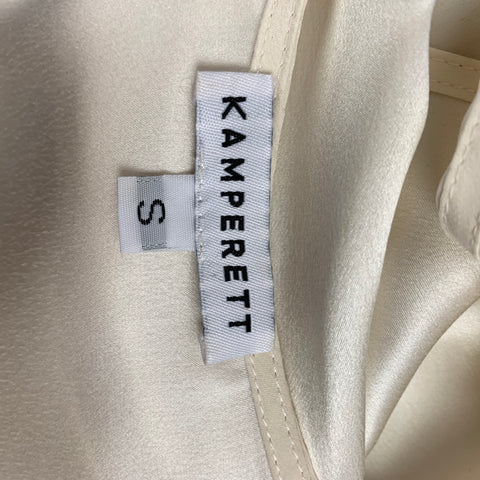 KAMPERETT Size S Cream Grey Silk Paint Splattered Wrap Dress
