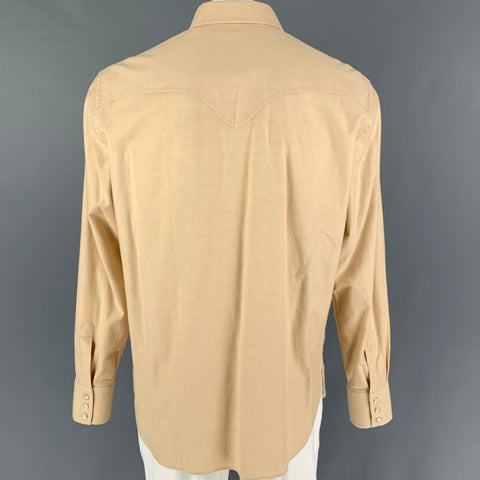 DOPPIAA Size XL Beige Cotton Western Long Sleeve Shirt