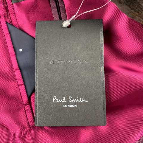 PAUL SMITH The Byard Size 40 Burgundy Print Velvet Notch Lapel Sport Coat