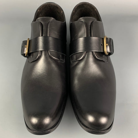 DSQUARED2 Size 11 Black Leather Belted Loafers