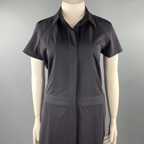REED KRAKOFF Taille 12 Robe chemise en laine vierge marine