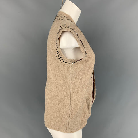 PORTS 1961 Size S Tan Mohair Blend Rhinestones Vest