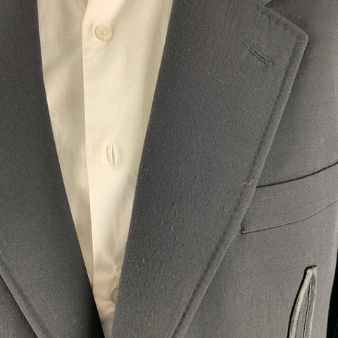 MOSCHINO Size 46 Black Solid Polyamide-Blend Notch Lapel Tuxedo