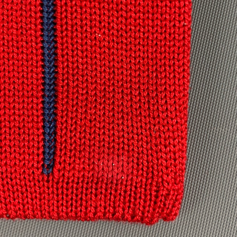 CLAUDE MONTANA Red Blue Stripe Cotton Knit Tie