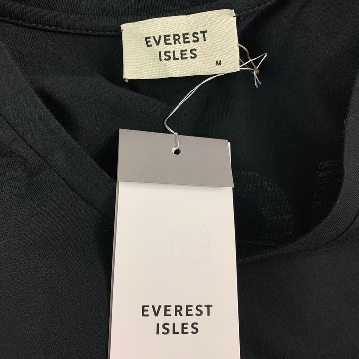 EVEREST ISLES Size M Black Dark Wave Graphic Cotton Pacific Long Sleeve T-shirt