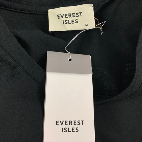 EVEREST ISLES Size M Black Dark Wave Graphic Cotton Pacific Long Sleeve T-shirt