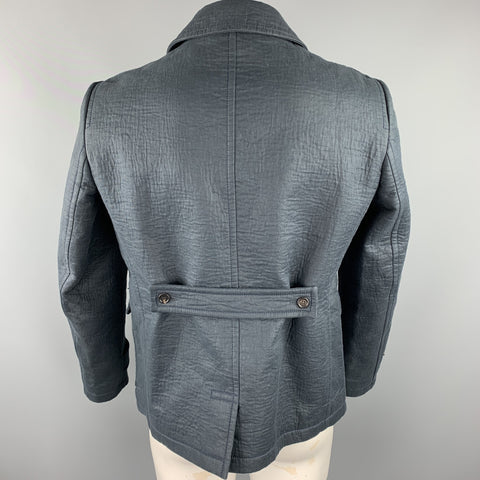 BURBERRY PRORSUM Size 42 Navy Textured Linen / Wool Peacoat