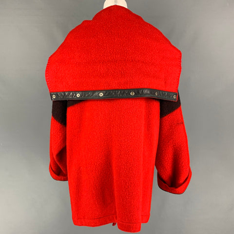 Vintage JEAN-CHARLES DE CASTELBAJAC Size One Size Red Black Wool Two Tone Oversized Coat