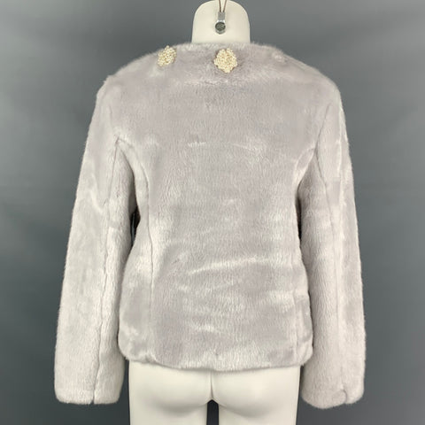 TYLER BOE Size S Light Gray Acrylic &  Polyester Faux Fur Jacket