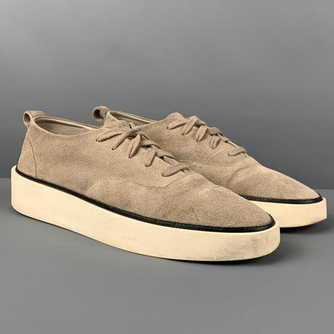 FEAR OF GOD Size 11 Light Gray Textured Leather Lace Up Sneakers